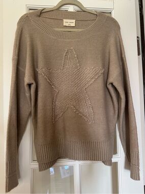 Taupe Star Crewneck Sweater - Women's